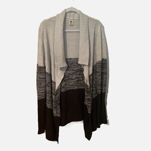 Roxy Gray and Black Cardigan Sweater with Shawl Collar
